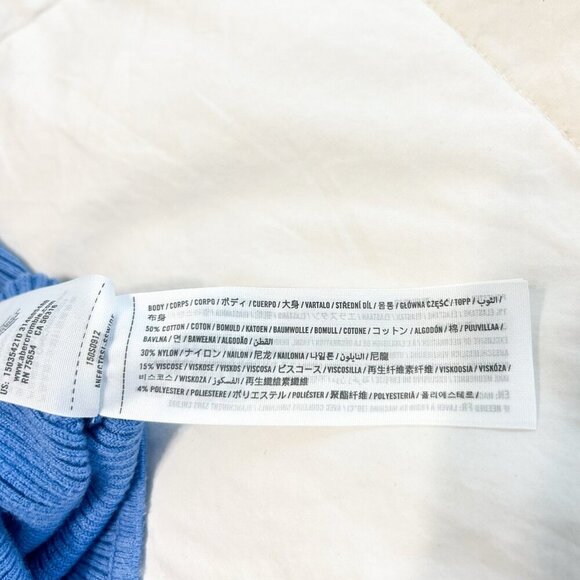 Abercrombie & Fitch Blue Ribbed Knit Bodysuit Women’s Size Small Snap Closure - Picture 5 of 5